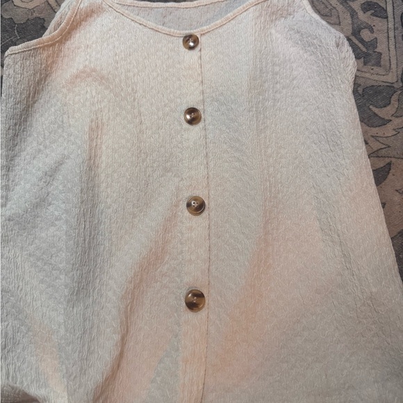 Cream Button-Down Women's Top - Picture 2 of 4
